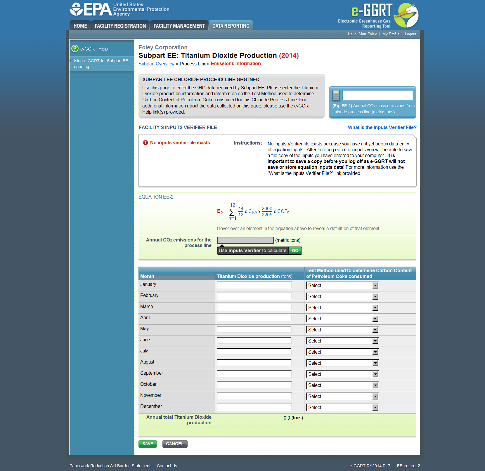 Subpart EE: Emissions Information